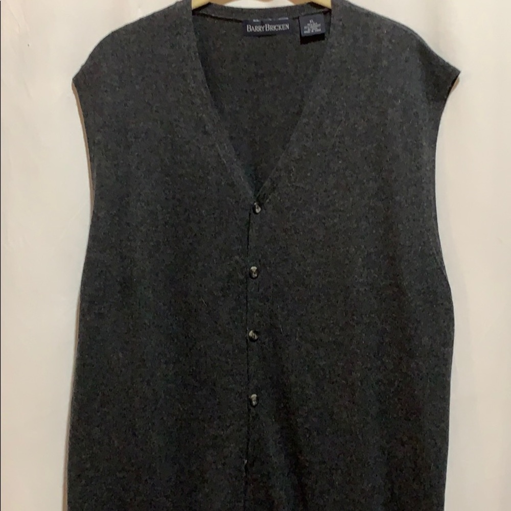 BARRY BRICKEN SWEATER VEST XL CASHMERE/SILK BUTTON